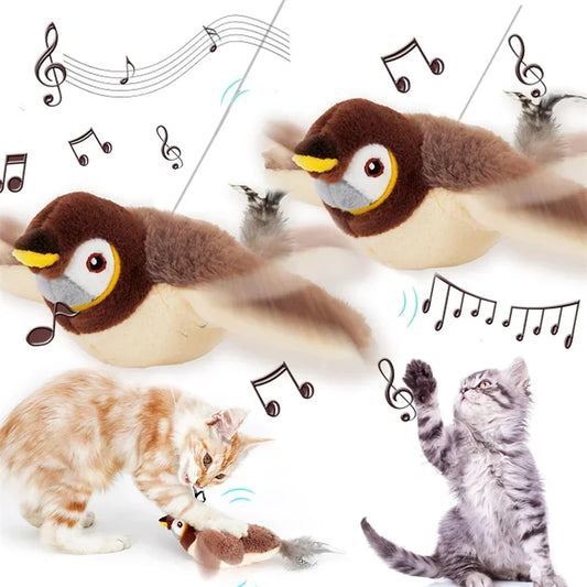 Brinquedo Interativo para Gatos – Pássaro de Pelúcia com Som e Catnip